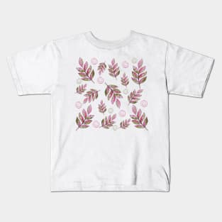 Autumn Leaves in Fall Colors Watercolor Pattern Kids T-Shirt